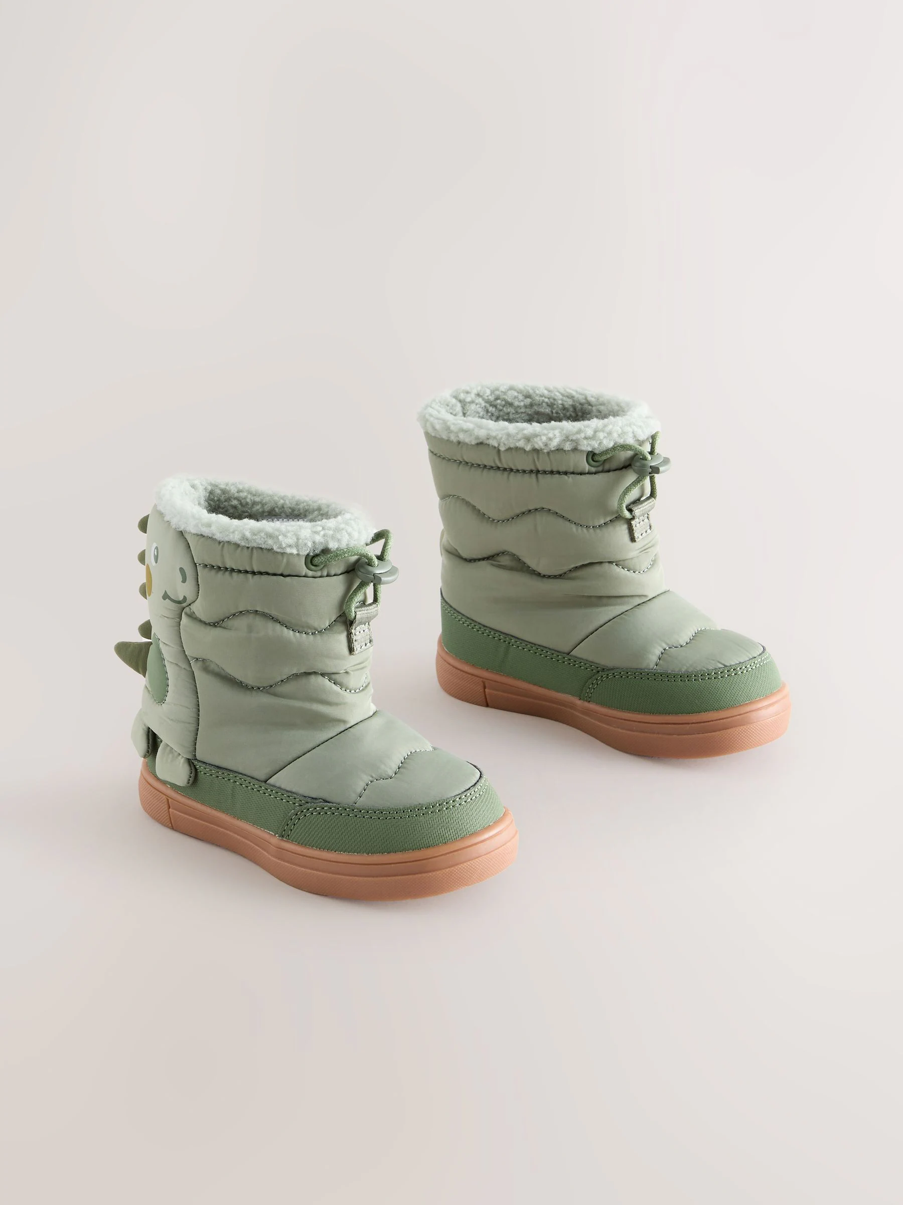 Groene Khaki Dino - Thermal Thinsulate™ gevoerde doorgestikte waterbestendige laarzen