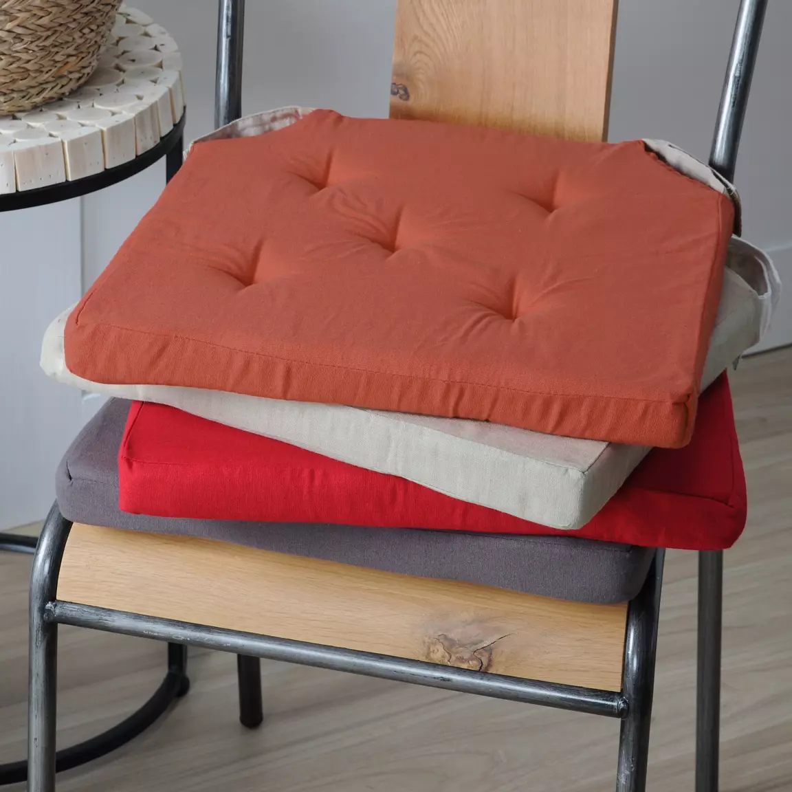 Galette de chaise carrée scratch (40 x 40 cm) Duo Noire