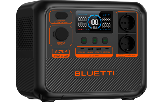 BLUETTI AC70P-Black-EU tragbare Powerstation 1000 W