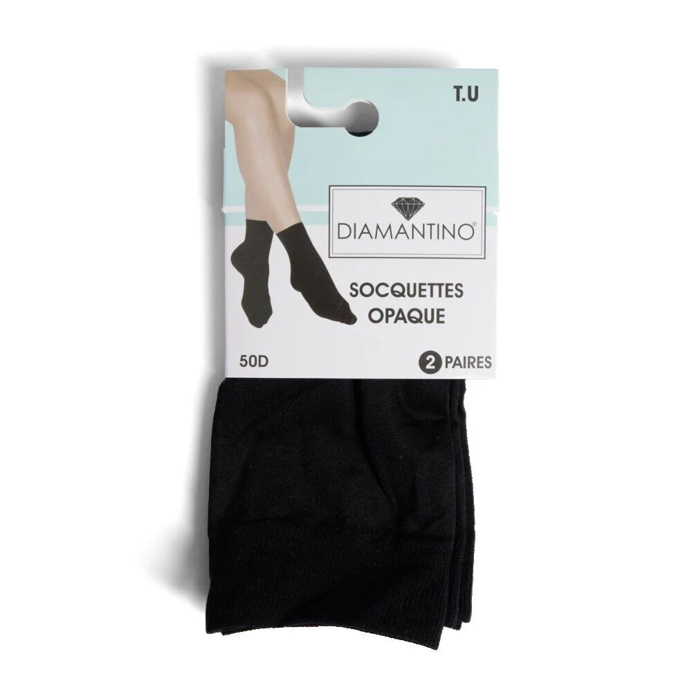 Lot de 3 paires socquette femme polyamide noir opaque 50D