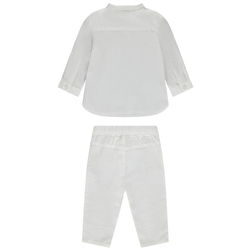 Ensemble de cérémonie 2 pièces avec plastron pour bébé garçon - Blanc