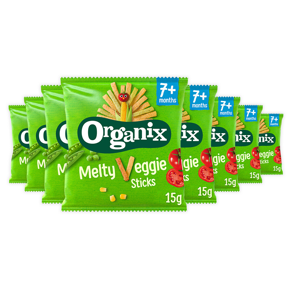 8x Organix Baby Knabbels 7+ m Groentesticks15 gr