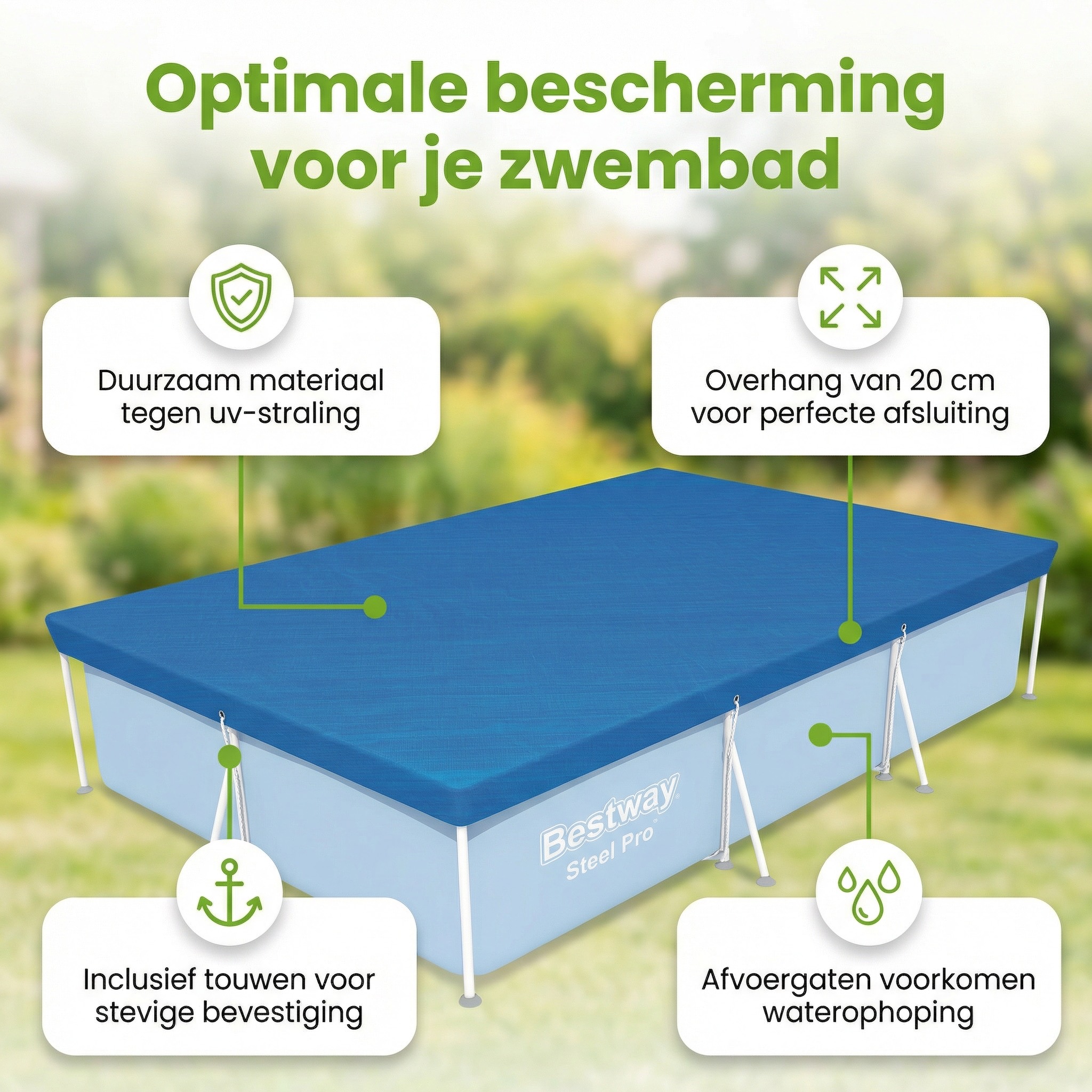 Bestway frame 400x211 cm afdekzeil - Blue