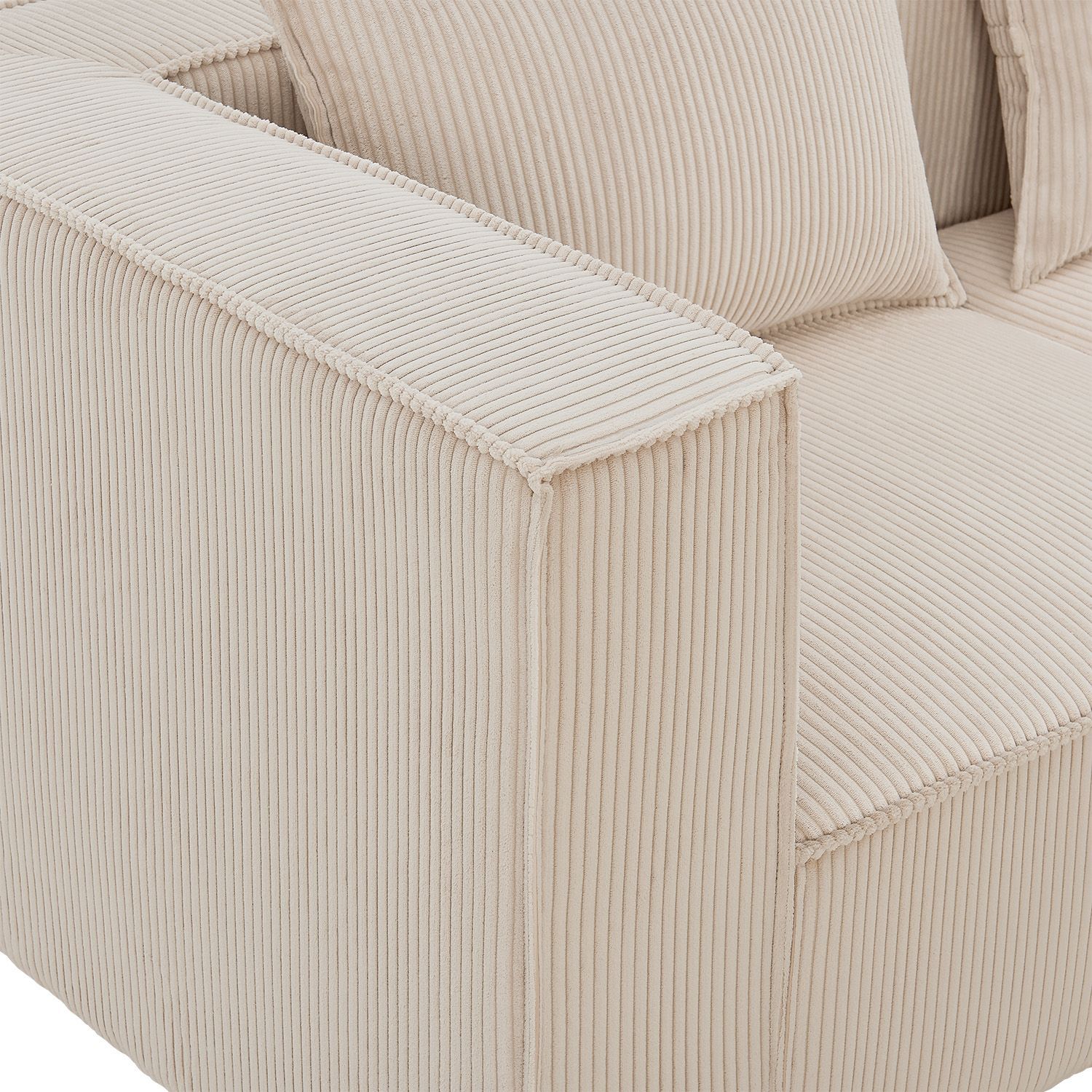 Juskys modulares Sofa Domas M - Couch Wohnzimmer - 3 Sitzer mit Lehnen & Kissen - Cord Beige