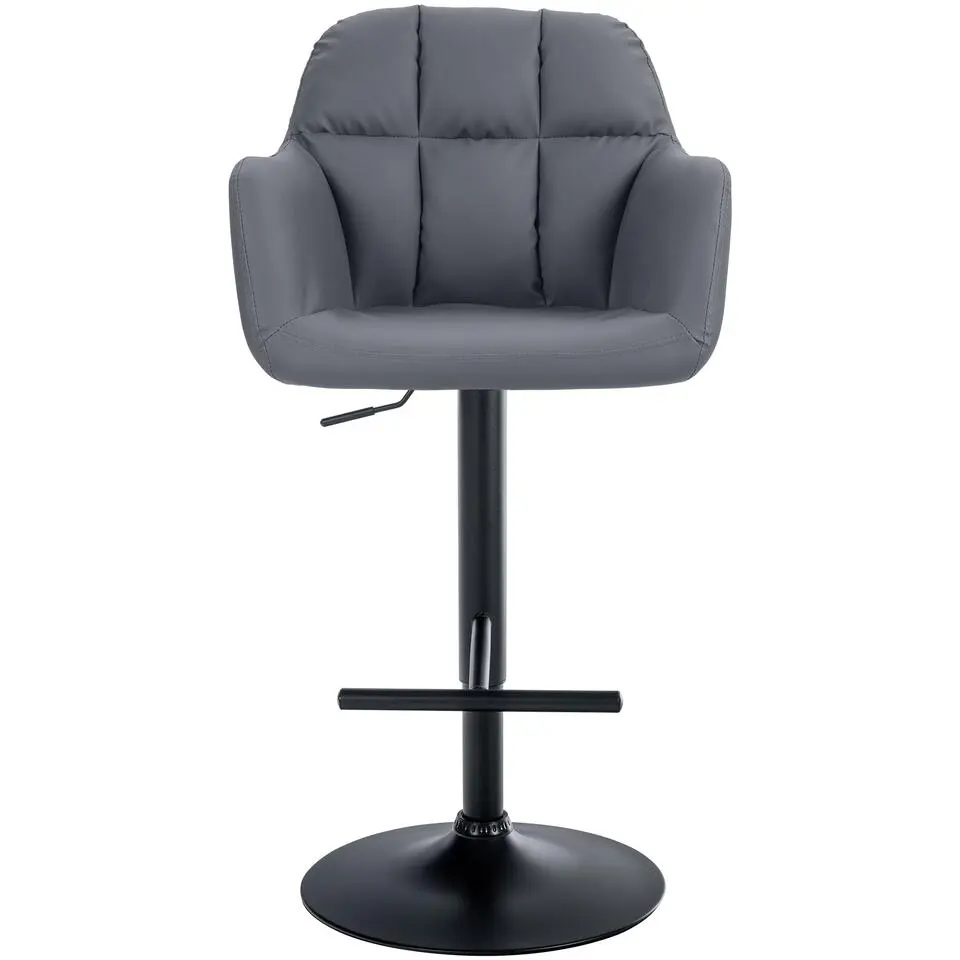 CLP Barkruk Natoma zwart Frame - Kunstleer - grijs