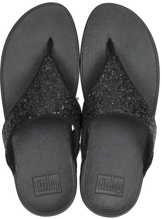 Fitflop Lulu Glitter Toe - Thongs PU Glitter zwart