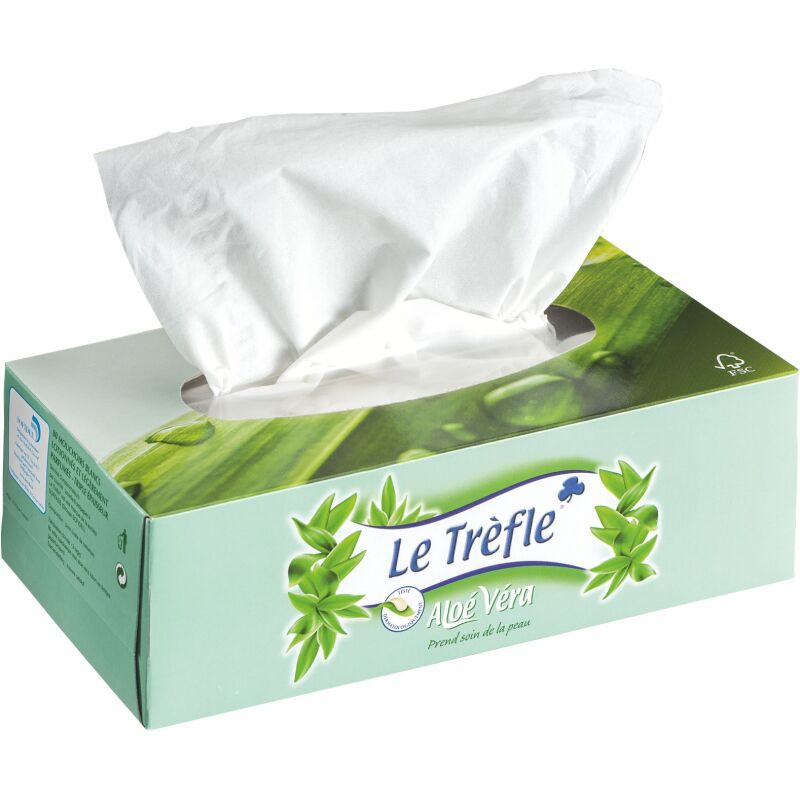 Mouchoirs triple épaisseur Le Trèfle à l'Aloe Vera - Boîte de 80