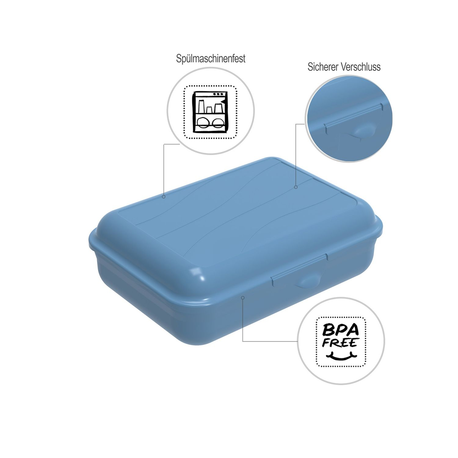 (1.25l) FUN Lunchbox Brotdose Snack Znüni Box mit Klippverschluss (1710606161) - Horizon Blue