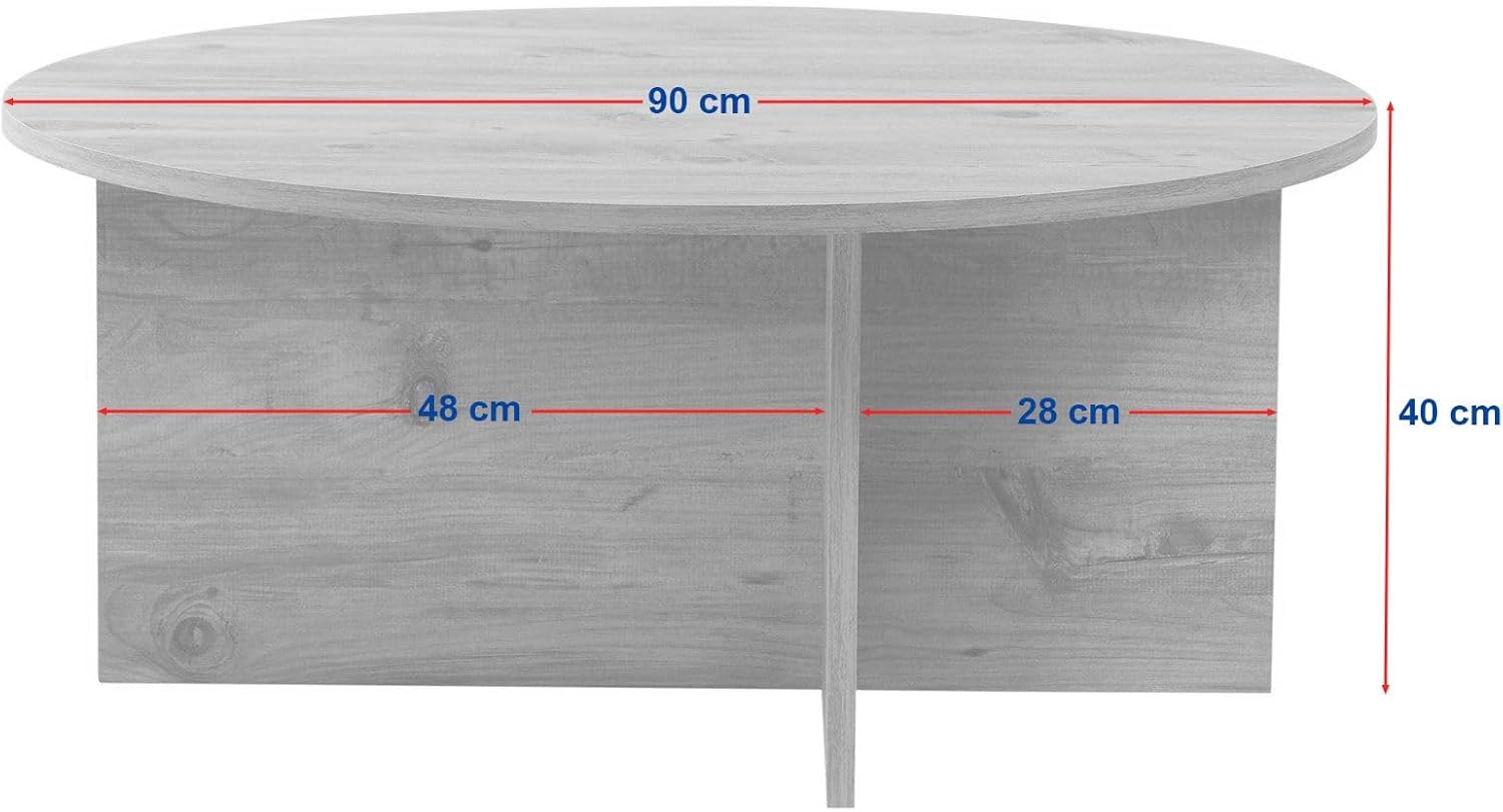 Stylish Coffee Table, Travertine Color, 90 x 40 x 90 cm | 100% Melamine Coated Particle Board, 18 mm Thick | Perfect for Modern Living Rooms & Spaces