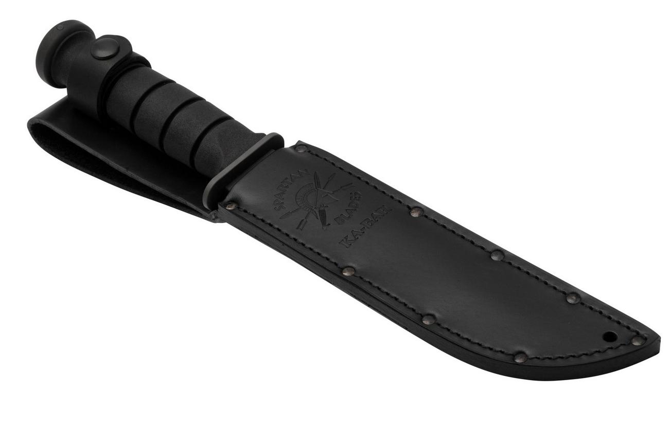 Spartan KA-BAR SB54 CPM MagnaCut, Black, Black Leather Sheath, vaststaand mes
