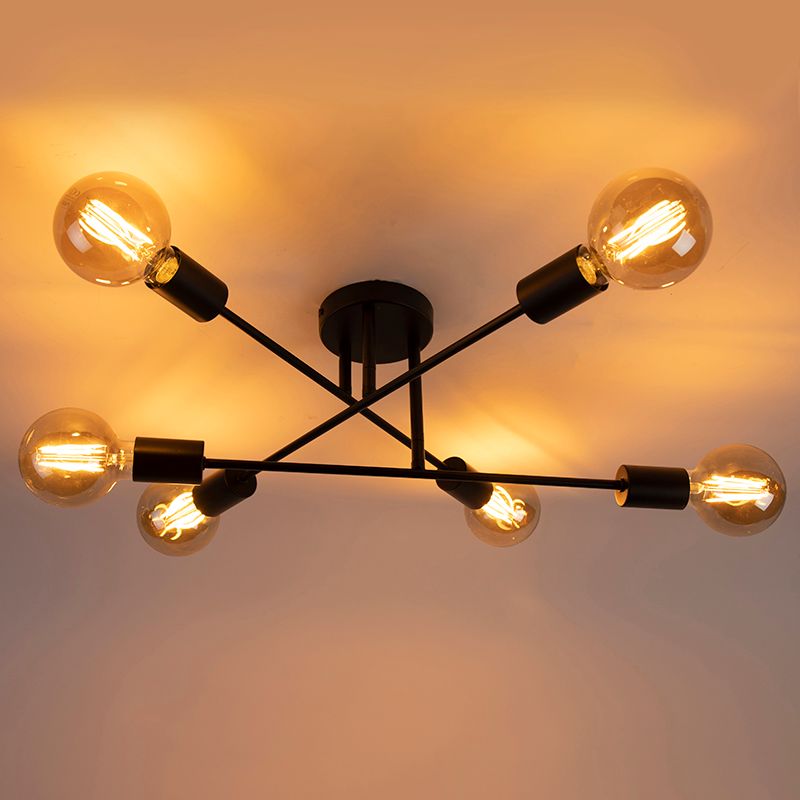 Industriële plafondlamp zwart 6-lichts - Sydney