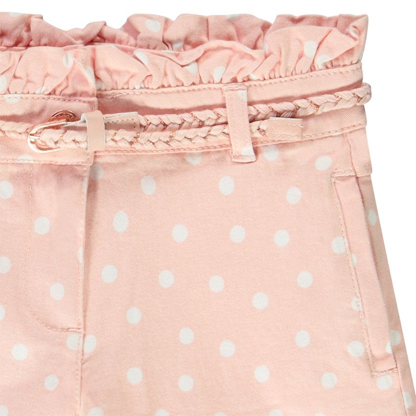 Short en twill imprimé fantaisie avec ceinture tressée pour fille - Rose