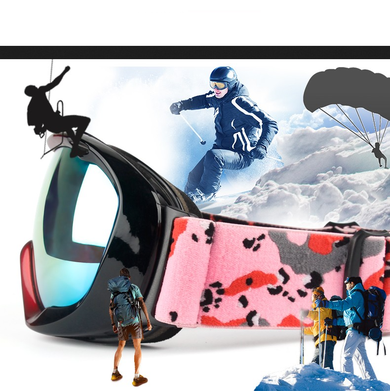 Winter Skibrille Snowboard Brille mit UV-Schutz Männer   Frauen - Schwarz / Silber