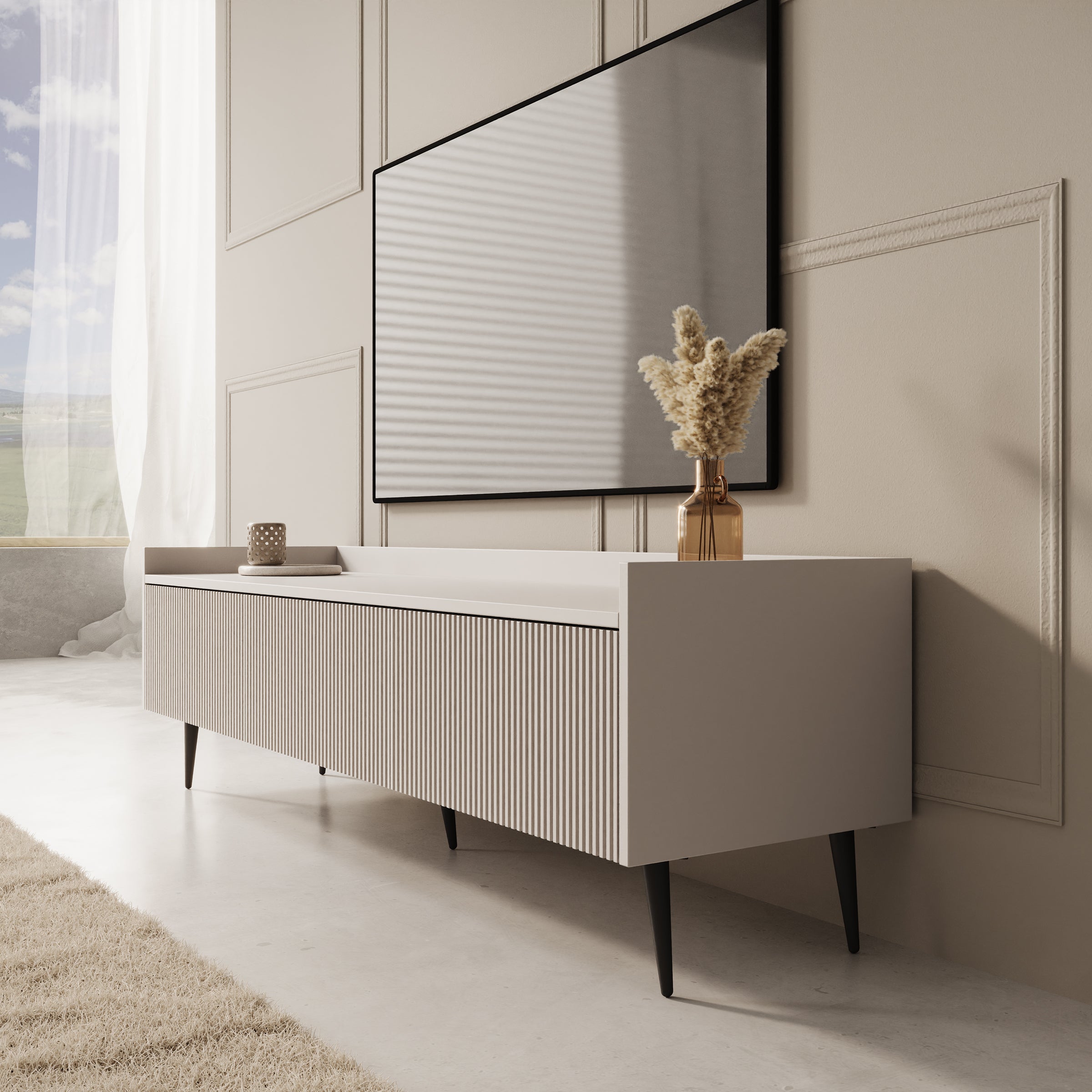 Asty - TV-Meubel - Beige - 150x40x45 cm