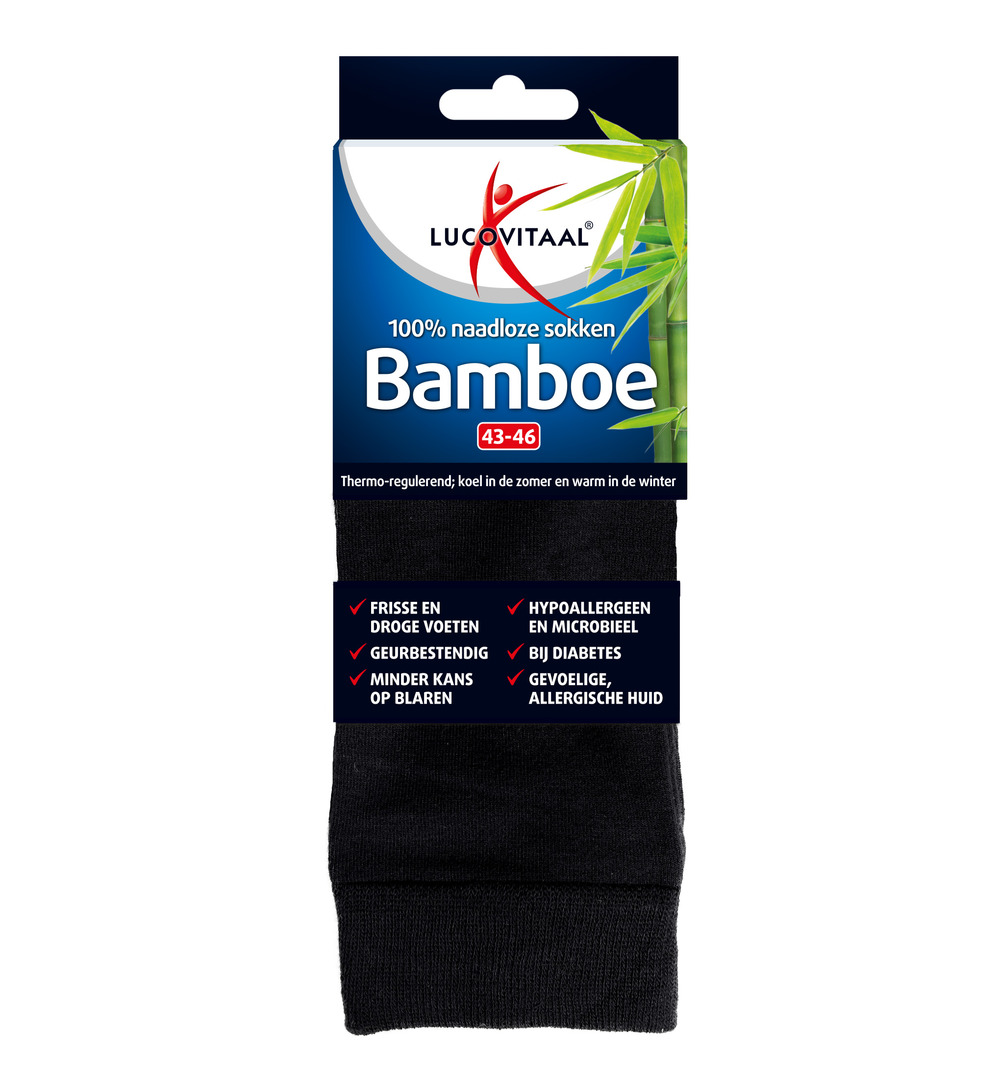 Lucovitaal Bamboe Lange Sokken Zwart 43-46 (1 paar)