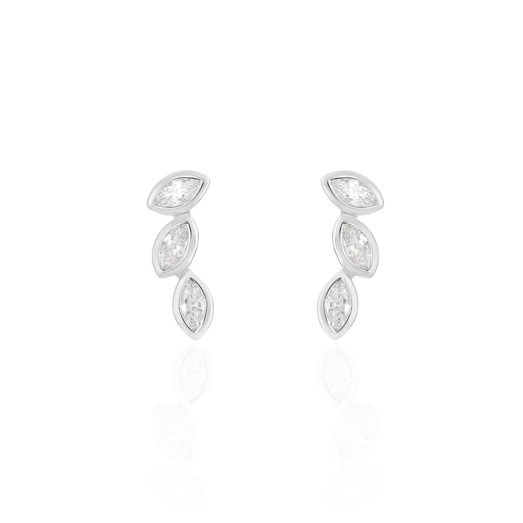 Boucles D'oreilles Grimpantes Elohane Argent Blanc Oxyde De Zirconium