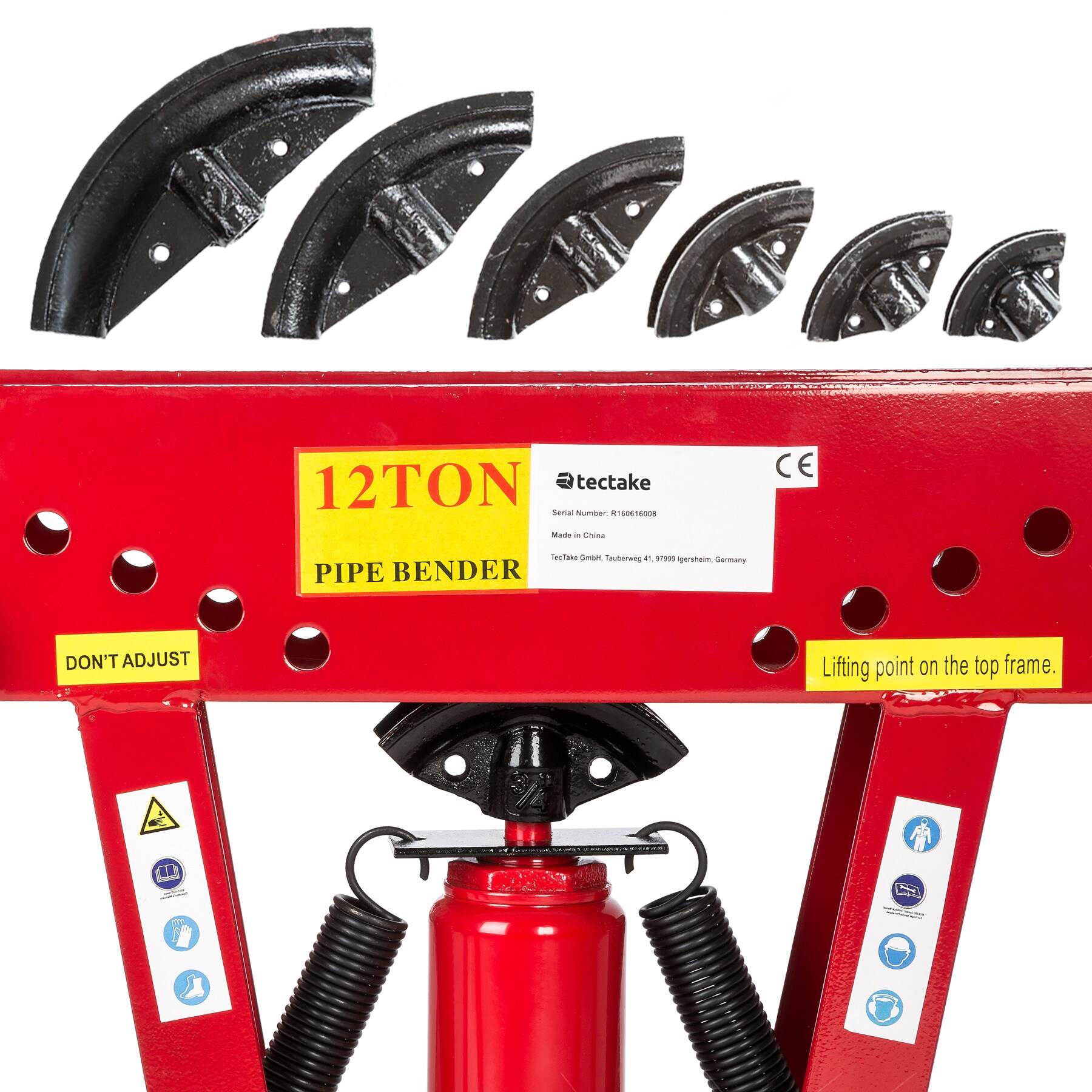 tectake® Rohrbiegemaschine, hydraulisch, bis 90°, inklusive 6 Druckstücke