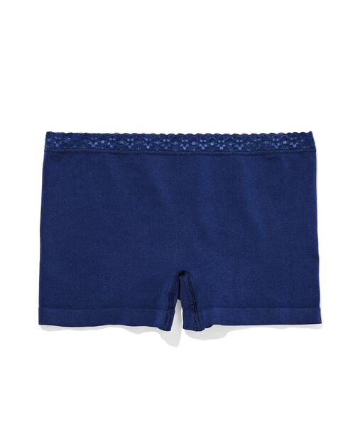 boxer femme sans couture avec dentelle bleu foncé