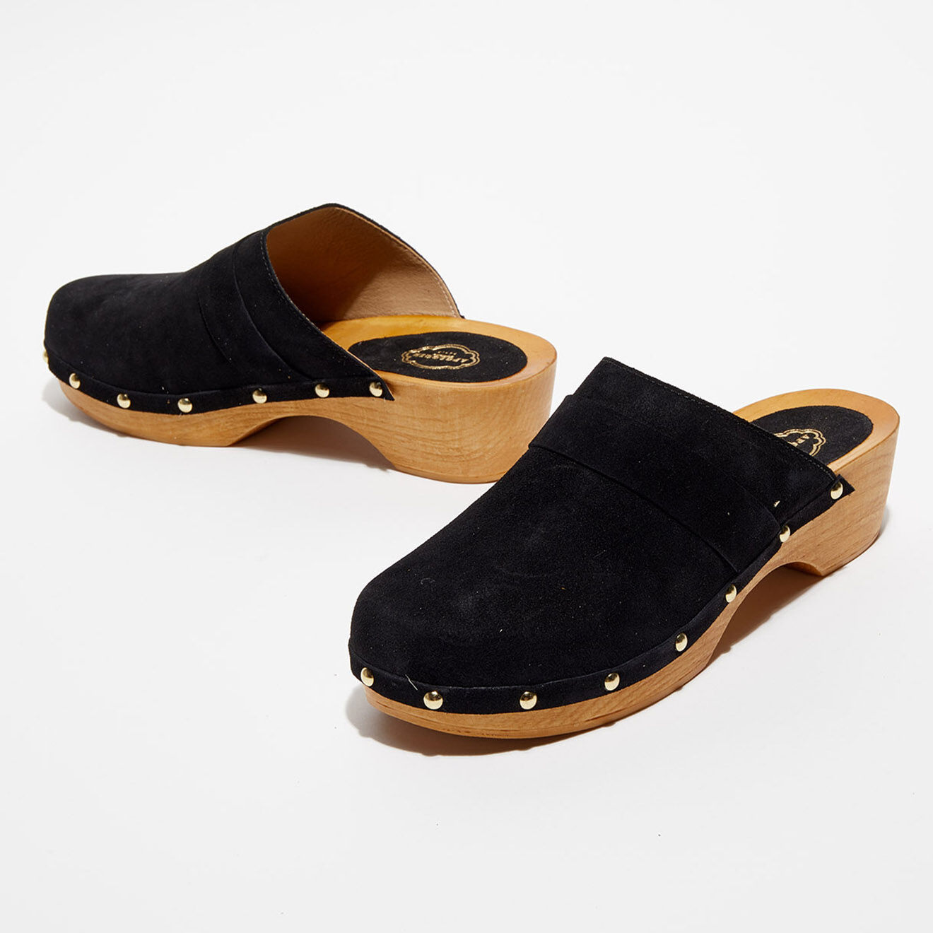 Apologie Studio Sabots en Velours de Cuir Sofia noirs - Talon 5 cm