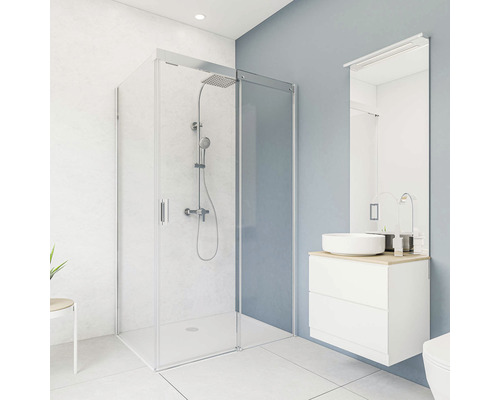 BREUER douchewandpaneel, marmerwit decor, 100 x 255 cm