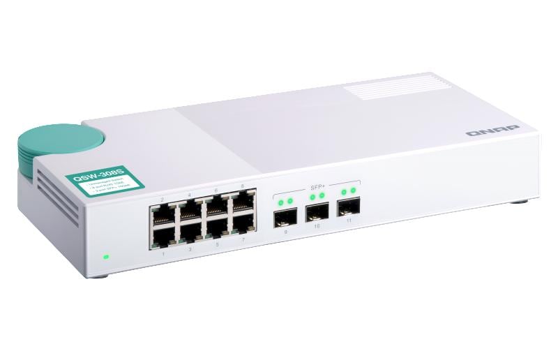 Switch QSW-308S 11 Port<br>10GbE-Switch der Einstiegsklasse mit 10G SFP+-Glasfaser und Gigabit-Ethernet