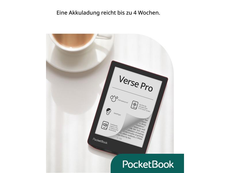 PocketBook E-Book Reader Verse Pro Passion Red 6 Zoll E-Book Reader mit 16 GB Speicher und E-Ink Carta Bildschirmtechnologie