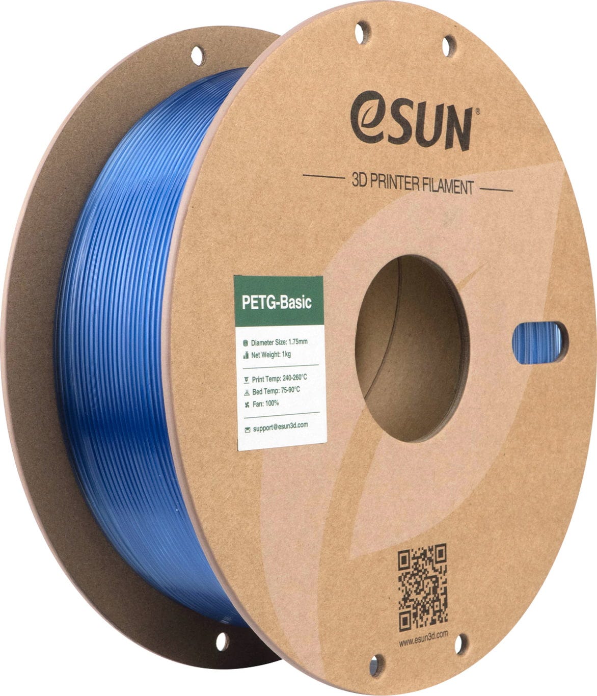 eSUN  PETG-Basic Translucent Light Blue, 1,75 mm / 1000 g    Technische Stärke von ABS trifft PLA Druckkomfort in Translucent Light Blue