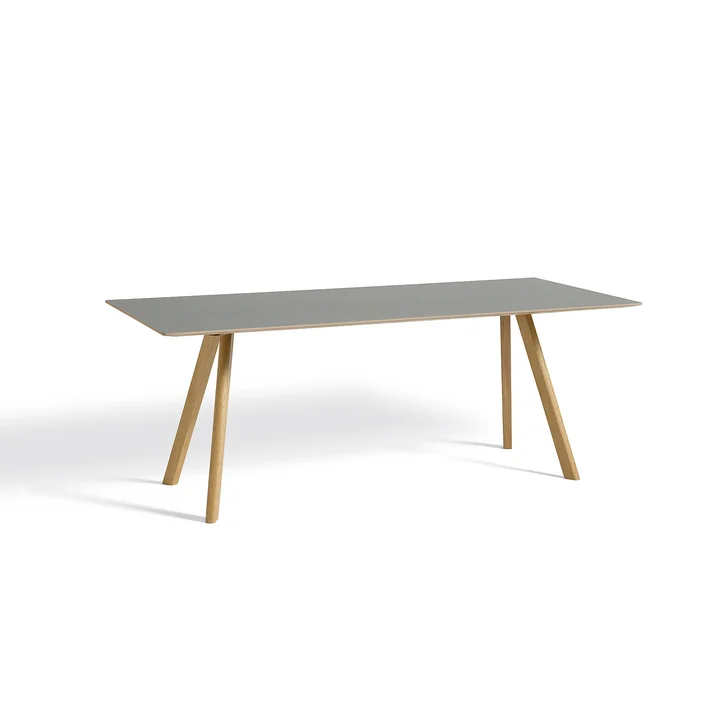 HAY - Copenhague CPH30 2.0 Esstisch 200 x 90 cm, Eiche lackiert / Linoleum grau