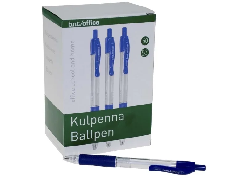 Kuglepen BNT Office 0,7 mm blå med trykknap - (50 stk.)