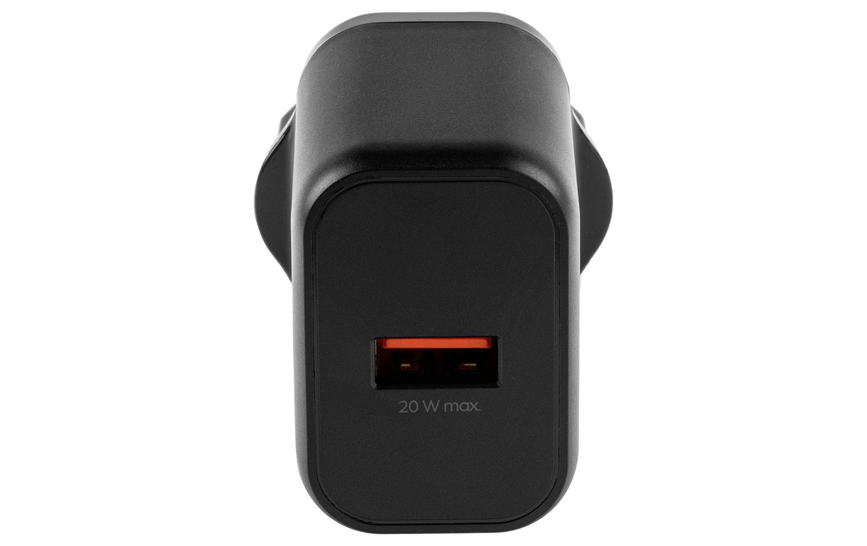 USB-Wandladegerät Single 1A 20 W GaN SchwarzLadeadapter mit einem USB-A-Port