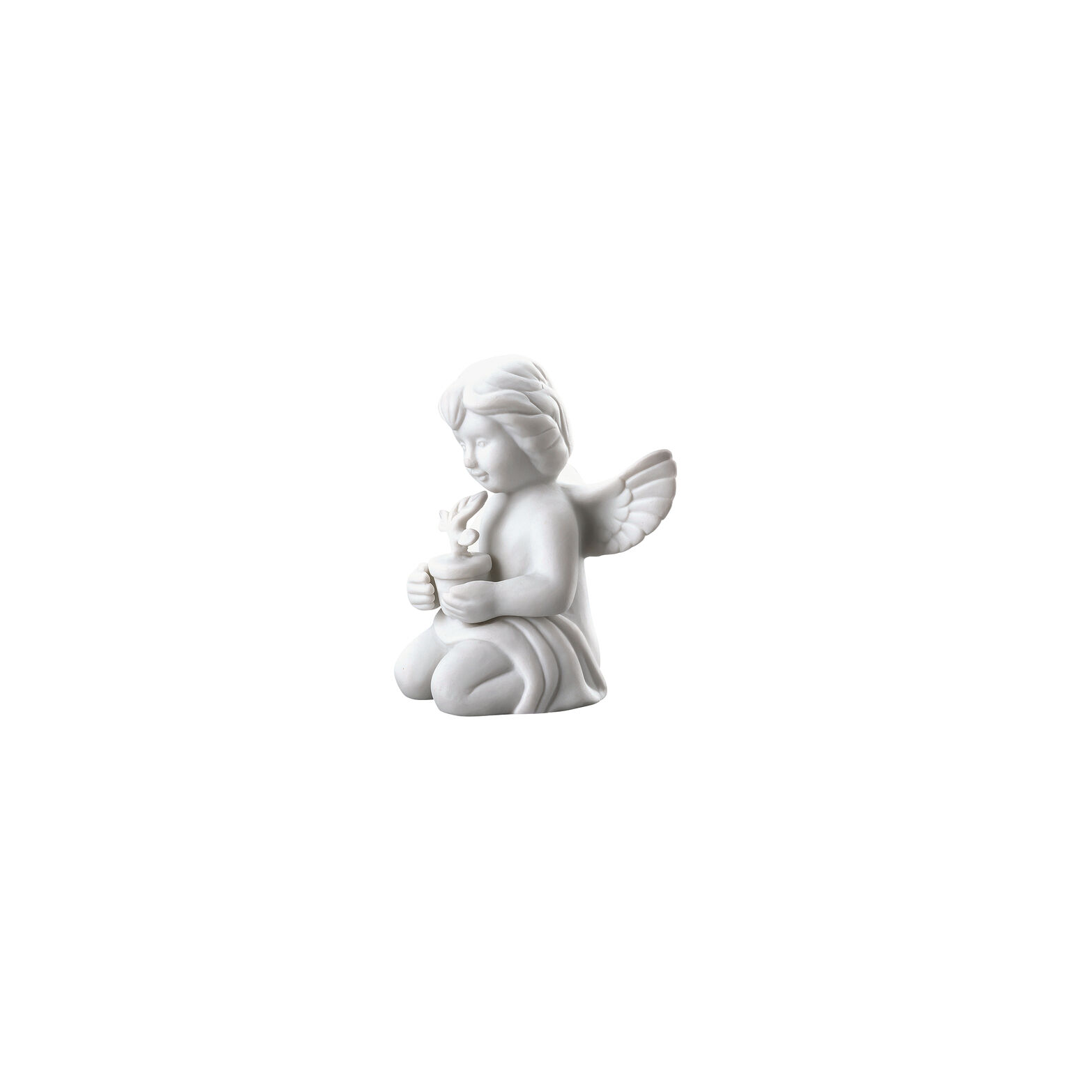 Angels Weiss matt Engel mit Blumentopf