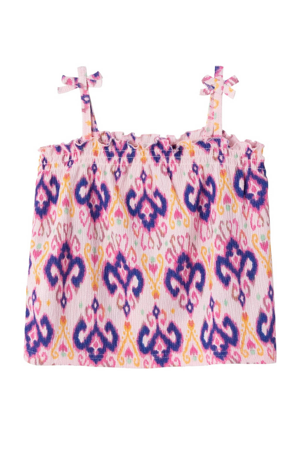 NAME IT singlet NKFHABANE met all over print en ruches roze/paars