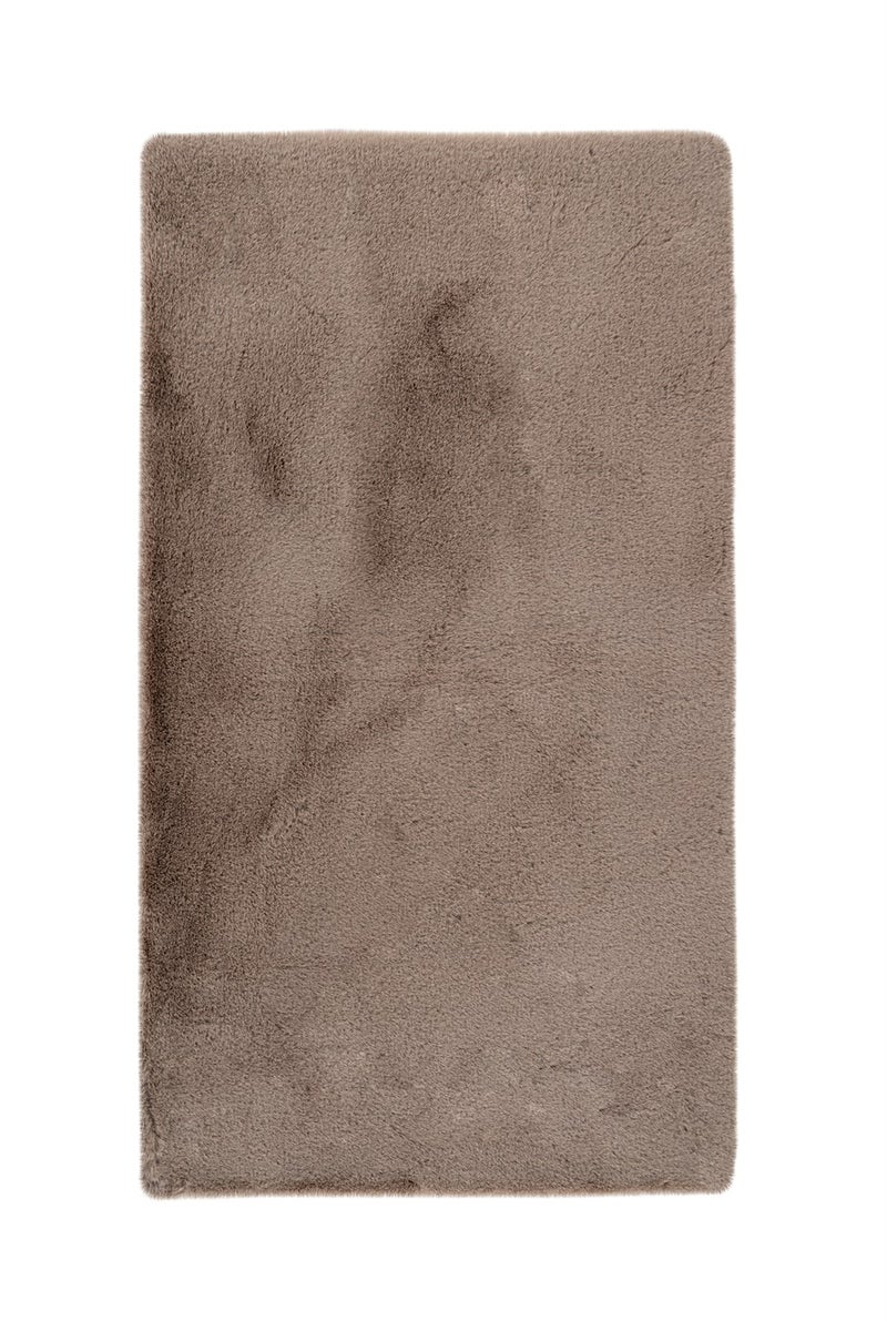 Kortpolig tapijt Oasisia donkerbeige 22 mm effen kleur 50 x 90 cm