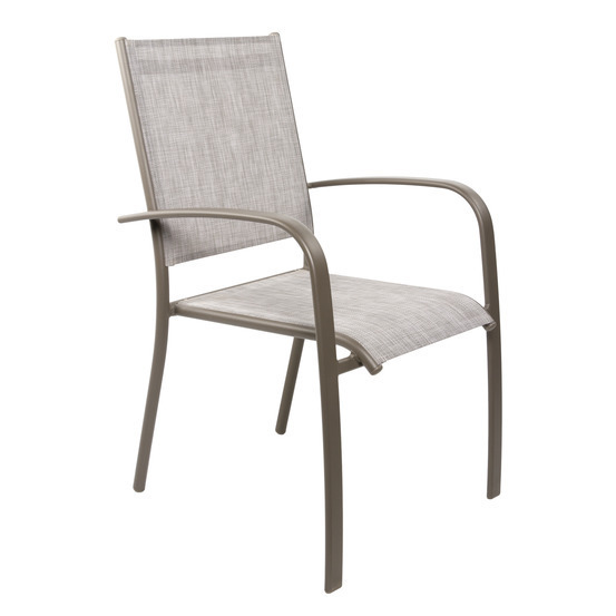 Fauteuil de jardin empilable Ligne ARIES en aluminium et toile beige