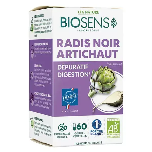 Cápsulas Vegetais de Rabanete Preto e Alcachofra Orgânicos Biosens - 60 Unidades