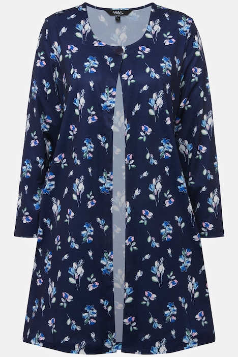 Jerseyjacke, Minimal-Blüten, Rundhals, Knopfverschluss, Langarm