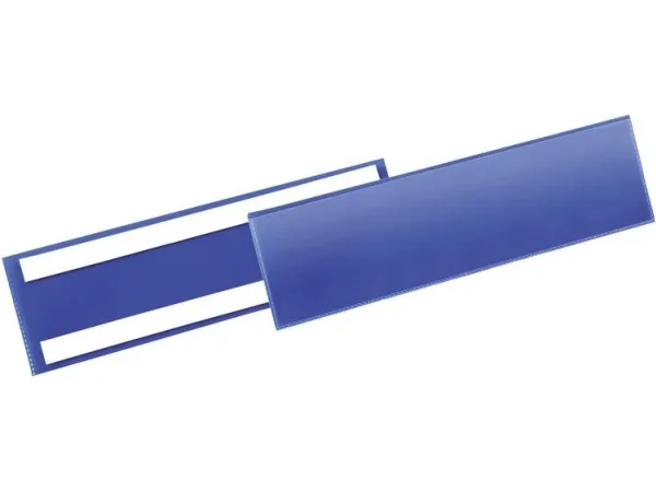Lagerlomme/etiketholder selvklæbende 297x74 mm blå - (50 stk.)