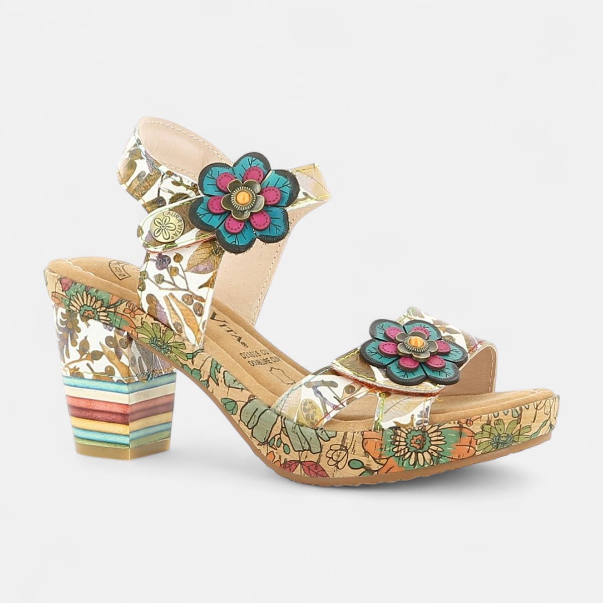 Nu-pieds à talon Femme en cuir camel