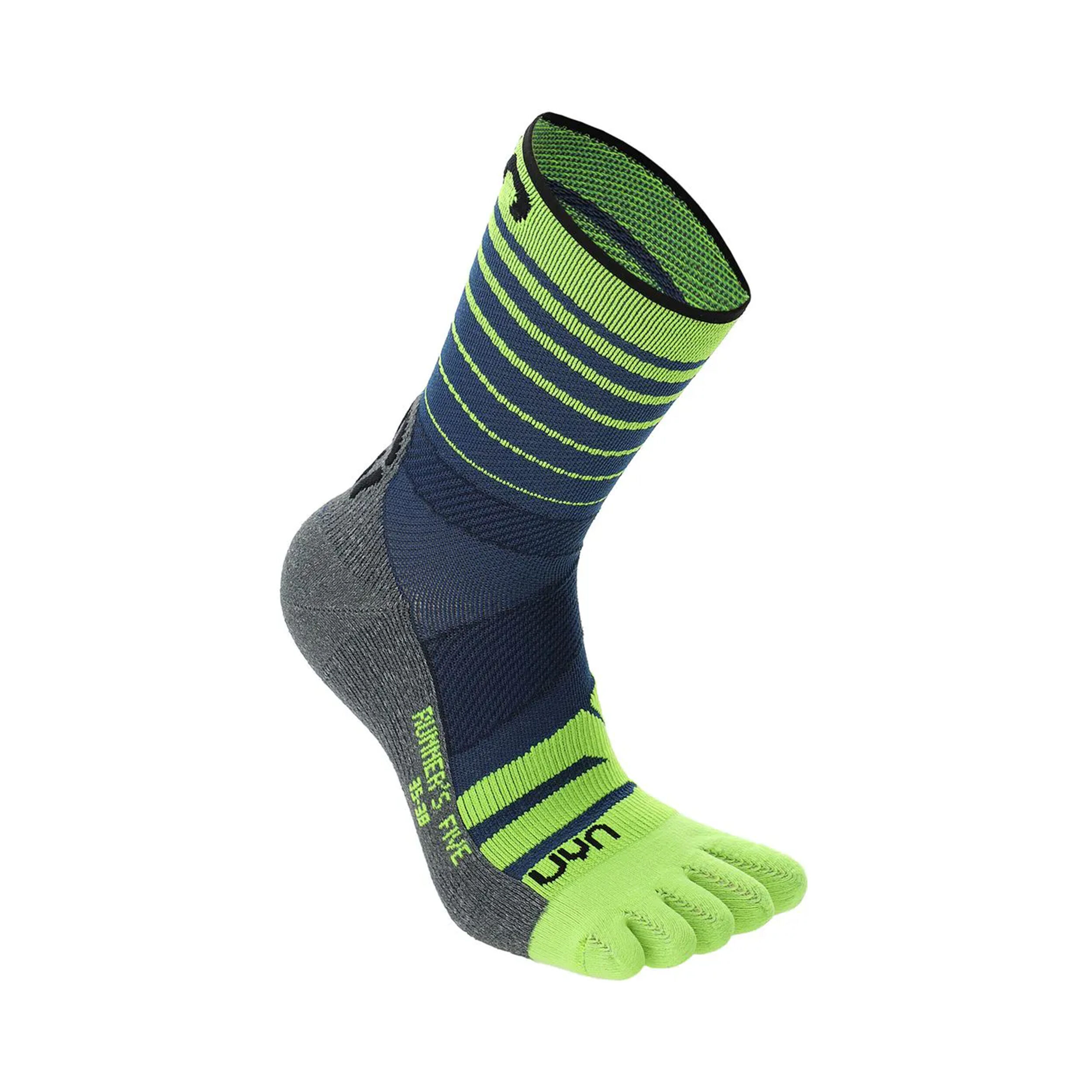 UYN Runner's Five Chaussettes De Running Hommes - Bleu , Jaune