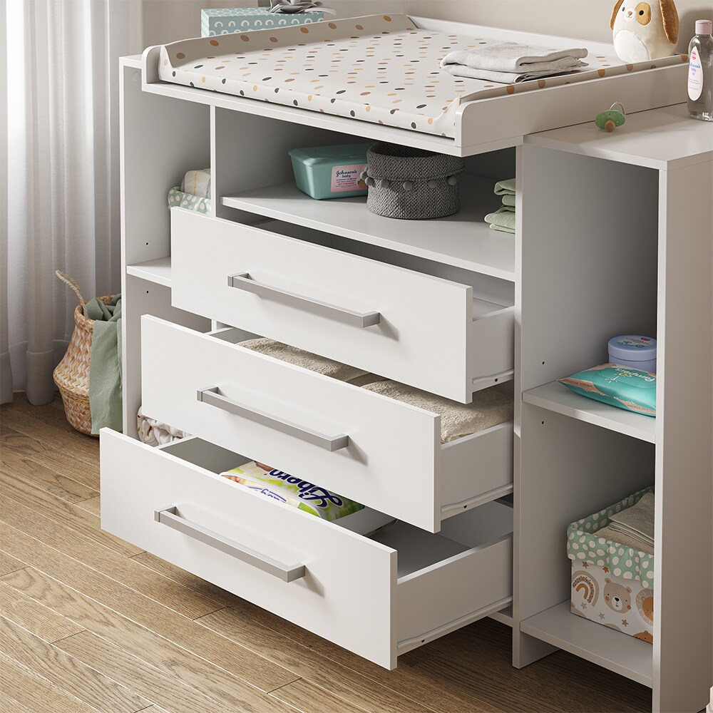 Vicco Wickelkommode Oskar XL 143 x 100 cm, Weiß, Wickeltisch inkl. Wickelauflage