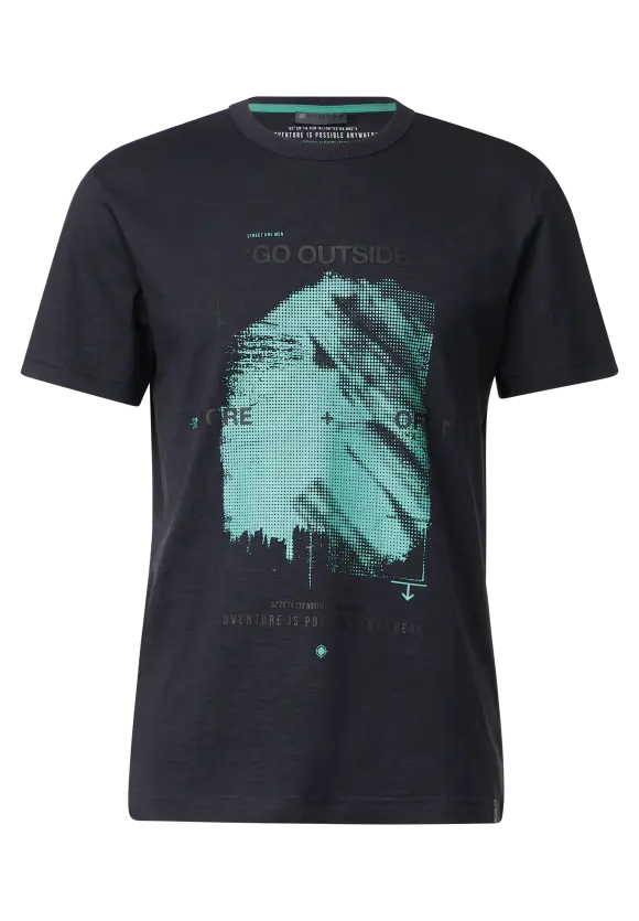 3D-Print Slub T-Shirt - deep blue