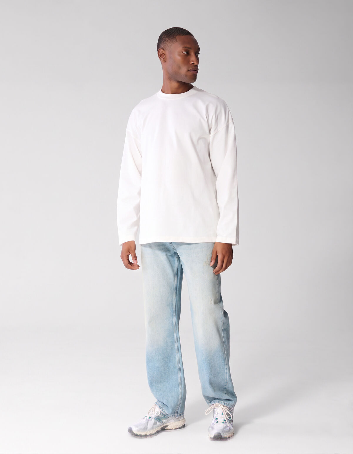Basis Relaxed Fit Longsleeve Wit