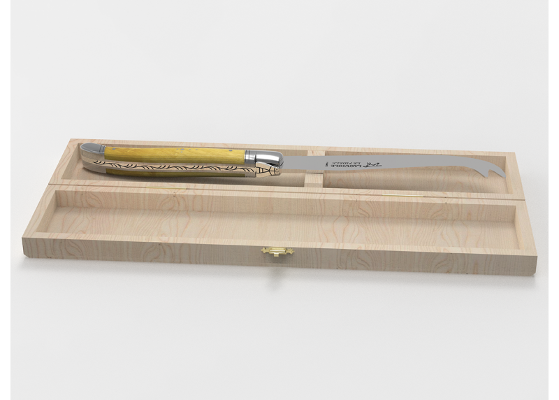Couteau à fromage Laguiole avec un manche en buis et mitres en acier inoxydable