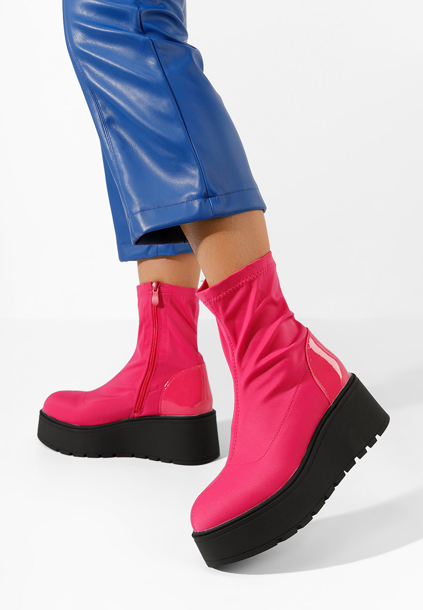 Bottines à plateforme fuchsia Hannah