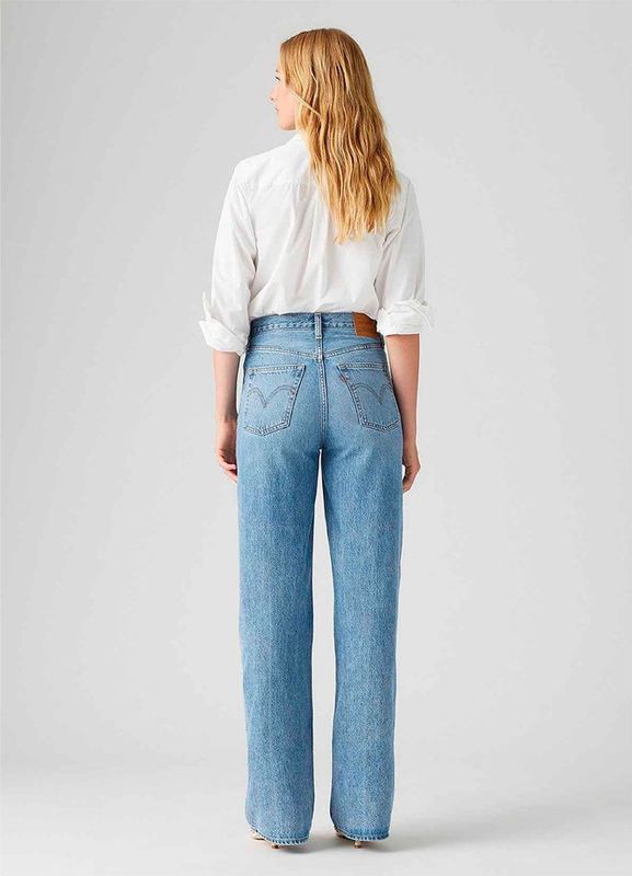 Levi's - Ribcage A6081-0012 - Jeans - Blauw - Wijde Pijpen - Casual - Katoen - Denim