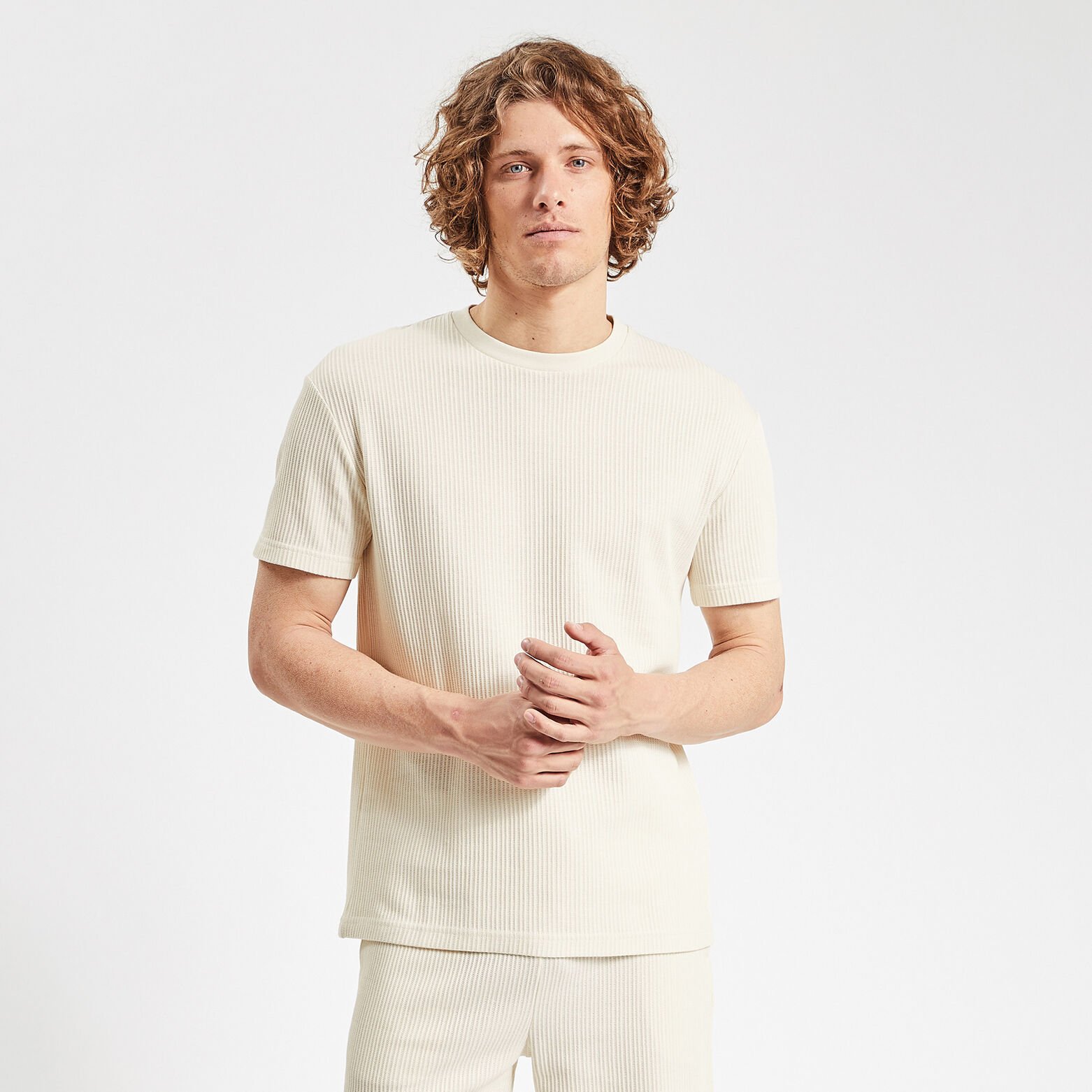 Tee shirt matière gaufrée Beige