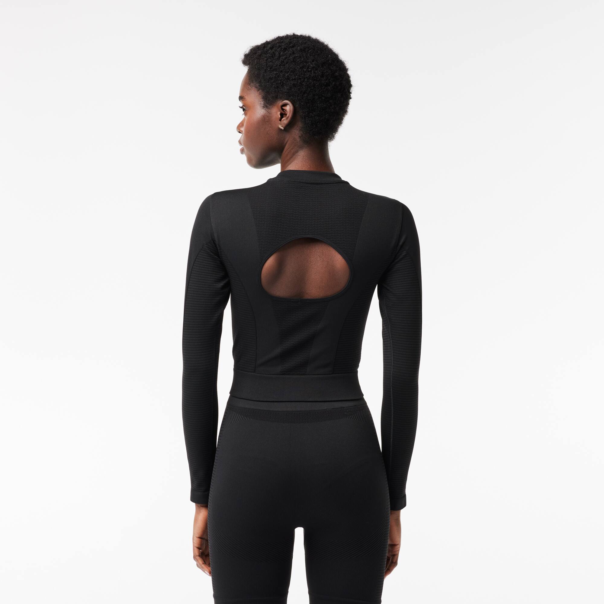 Crop top manches longues Sport sans couture T-Shirts - Noir - Lacoste - Femme