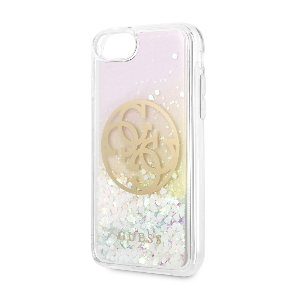 iPhone SE (2022/2020) / 8 / 7 / 6S Hardcase Hülle Liquid Glitter Circle Logo (GUHCI8LGIRGP) - Weiss / Transparent