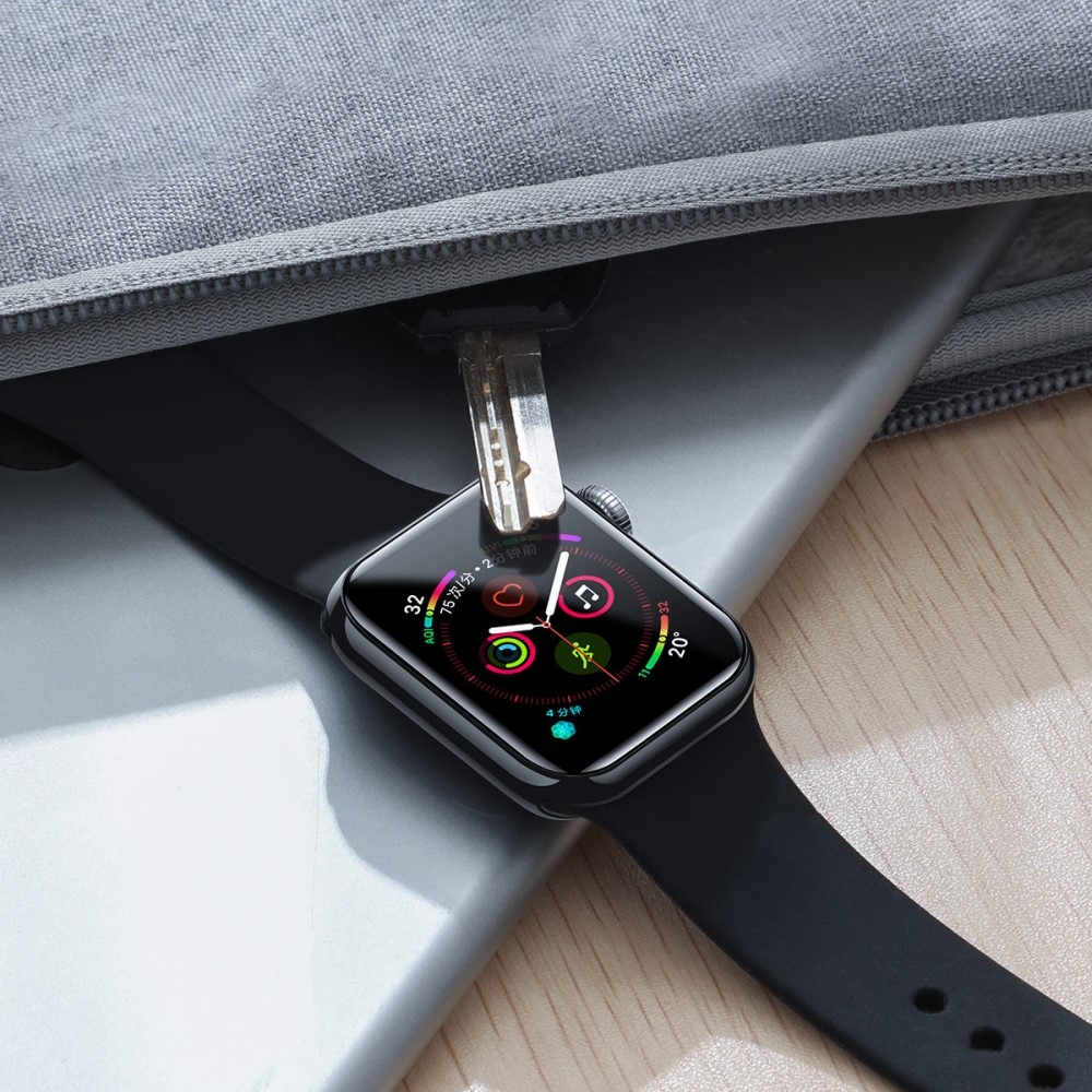Apple Watch (44mm) Vollbild Curved Panzer Glas Display Rahmen - Schwarz