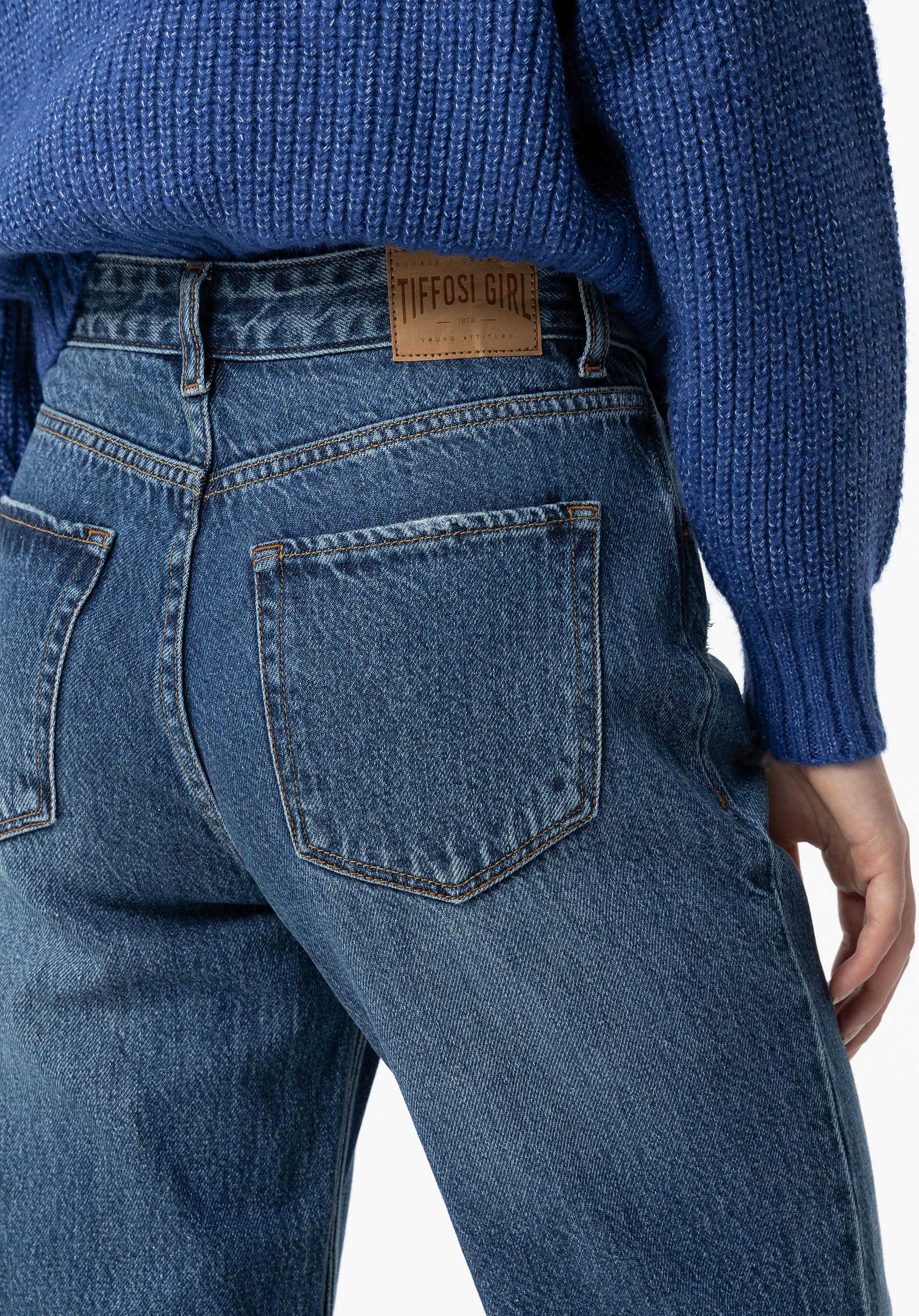Jeans Sadie Mom Fit Cintura Alta C/ Rasgões